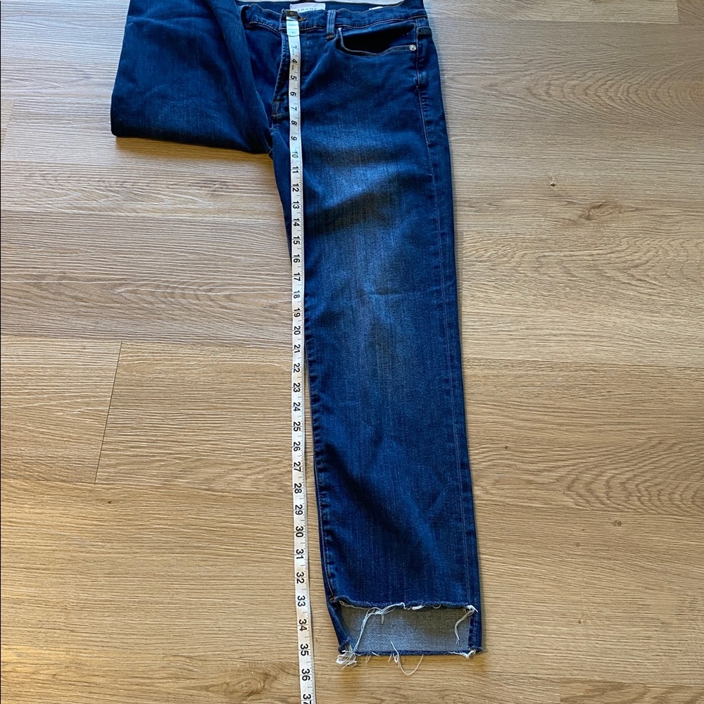 Frame Le High Straight Frayed Hem Cropped Jeans High Rise Size 30 - Picture 9 of 10